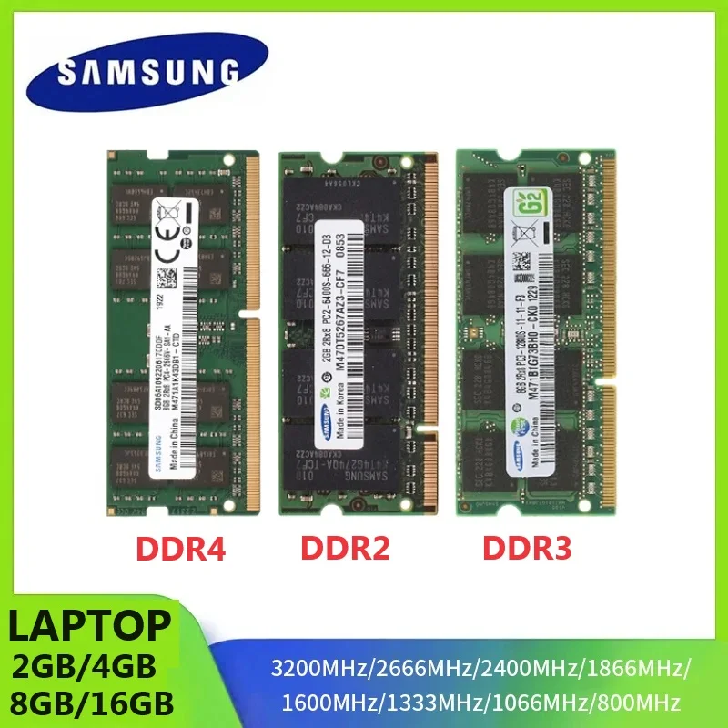 Samsung Notebook Ram Sodimm Memoria Ddr4 Ddr3 Ddr2 16Gb 8Gb 4Gb 2Gb 3200 2666 2400 1866 1600 1333 1066 800 667Mhz Laptop Ram