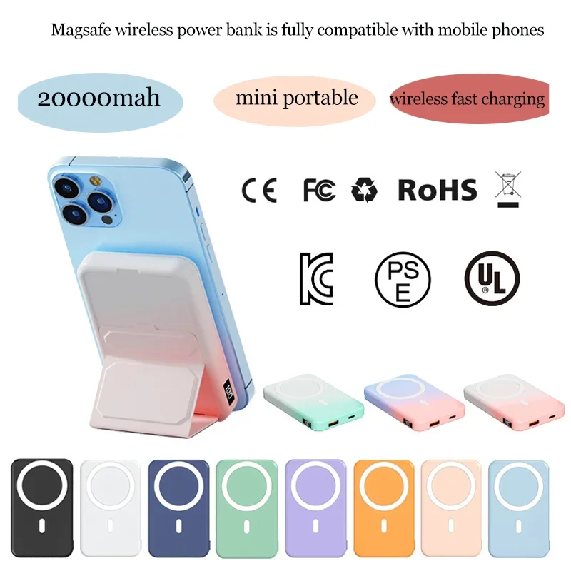 True Fast Charging New Magsafe Magnetic Power Bank Mini Power Bank Portatile 20000Mah Ricarica Wireless Con Supporto