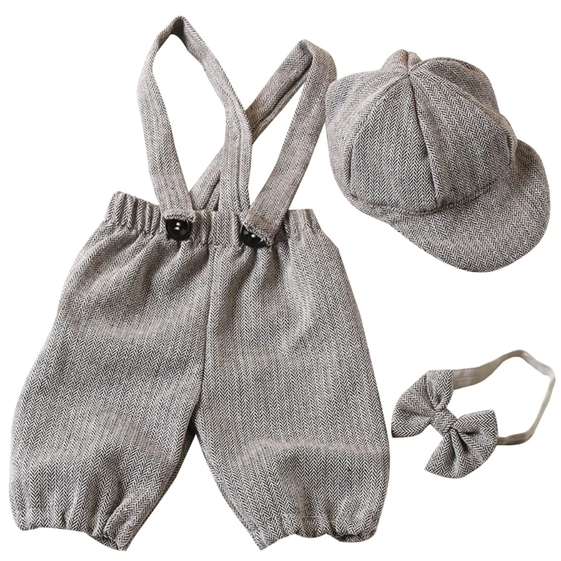 Baby Photo Outfit Little Gentleman Costume Pantaloni Cappello Photostudio Posing Abbigliamento