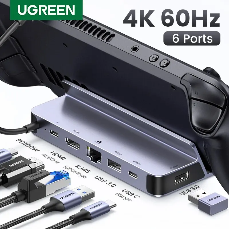 Docking Station Usb C Ugreen A Hdmi 4 K60Hz Rj45 Pd100W Dock Per Steam Deck Asus Rog Ally Nintend Switch Macbook Pc Usb 3.0 Hub