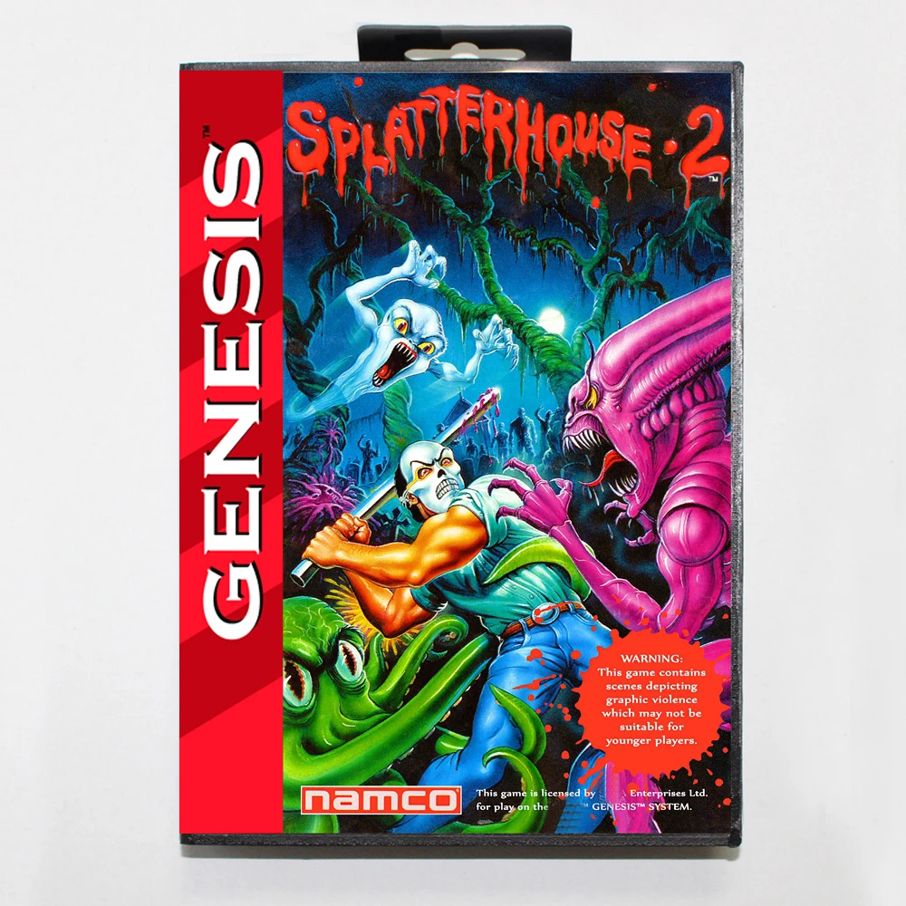 Carta Da Gioco Splatterhouse 2 Md Con Scatola Usa Personalizzata Per Console Sega Megadrive Genesis A 16 Bit