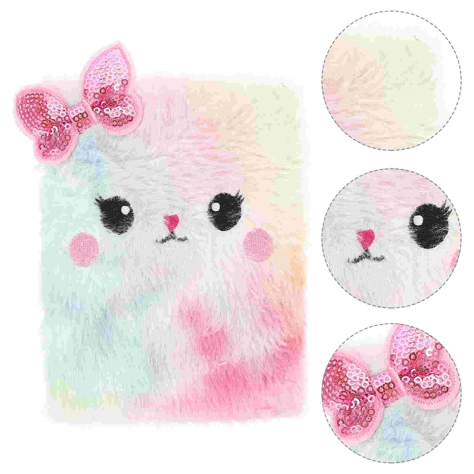 Peluche Gatto Notebook Lovely Animal Notepad Fluffy Cartoon Secret Diary Cute Foderato Journal Fuzzy Travel Notepad Planner Gift Girls