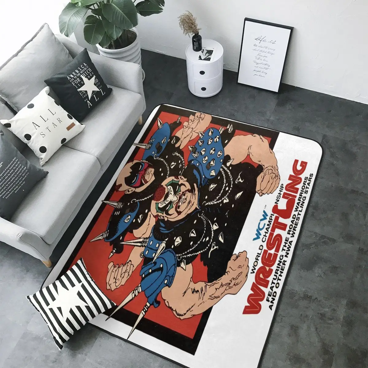 Wrestling Road Warriors Nwa Bohemia Rug Camera Da Letto Vintage Red Green Flower Pattern Tappeti Per Soggiorno Decor Tappeti Per Bambini