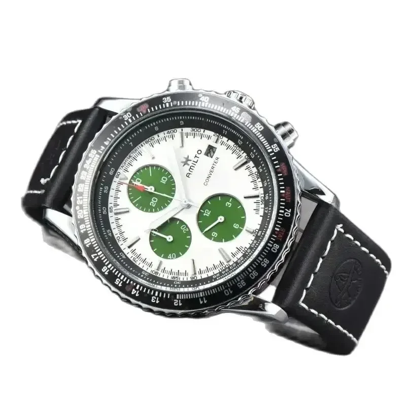 2024 Fashion Aaa Clock Hamilton Orologio Al Quarzo Per Uomo Top Luxury Cinturino In Pelle Cronografo Sportivo Orologio Da Polso Da Uomo Business Lumin