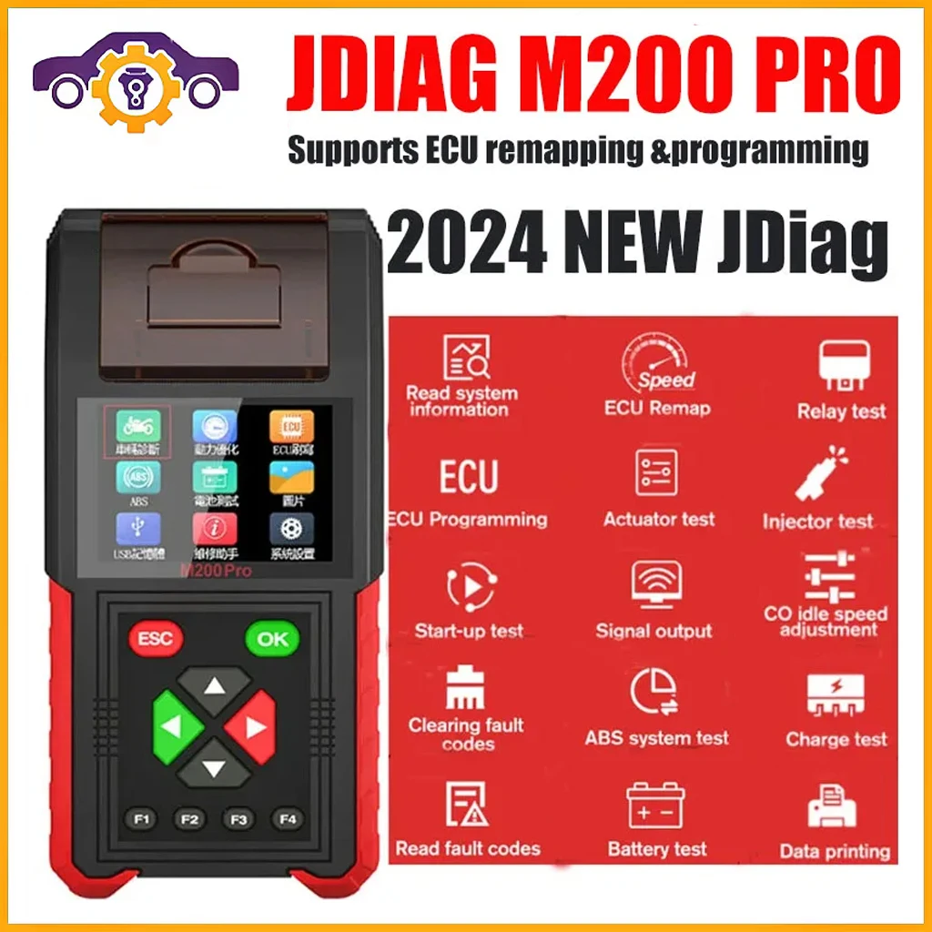 Jdiag M200 Pro Strumento Diagnostico Completo Per Moto Aggiornato Di Jdiag M200 Supporto Ecu Remapping Program Tester Per Batterie Automotive