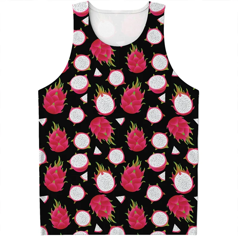 Cute Papaya Pitaya Graphic Tank Top Uomo Summer Streetwear 3D Printed Hawaiian Fruits Vest Quick Dry T-Shirt Senza Maniche Y2K Tops
