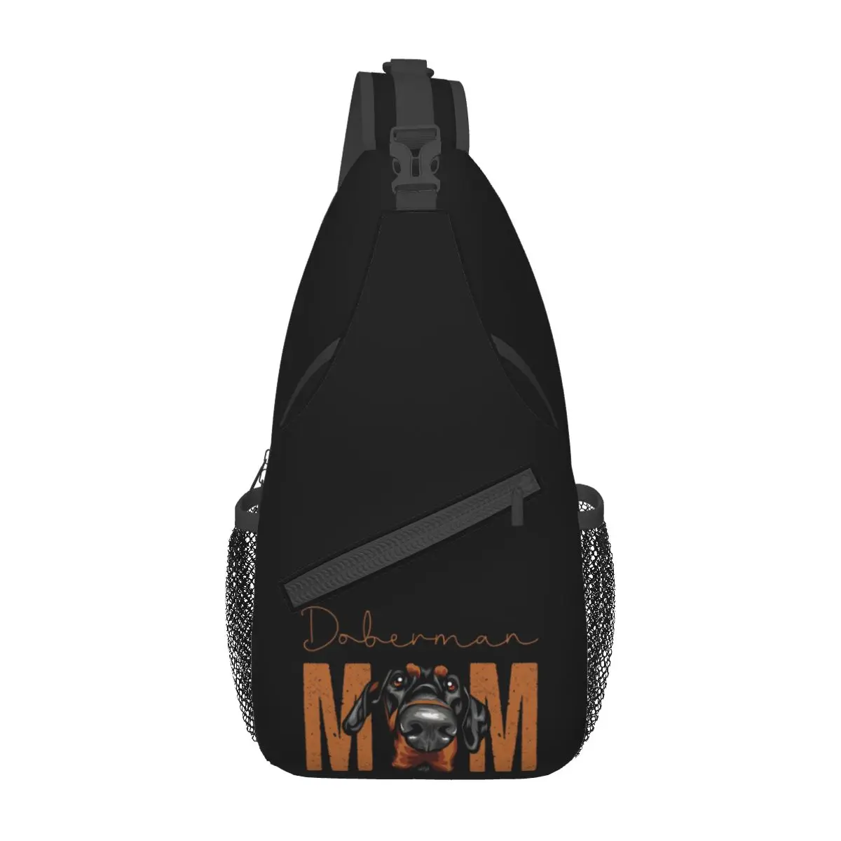 Doberman Mom Dog Sling Bag Chest Crossbody Shoulder Sling Zaino Viaggi Escursionismo Daypacks Dobermann Pinscher Fashion Bag