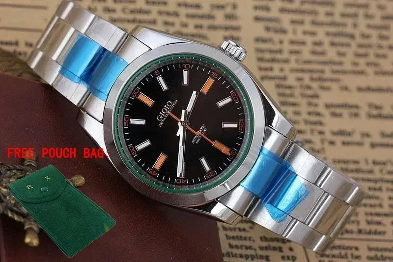 Luxury New Men Automatic Self-Wind Orologio Meccanico Nero Bianco Acciaio Inossidabile Milgauss 36Mm 41Mm