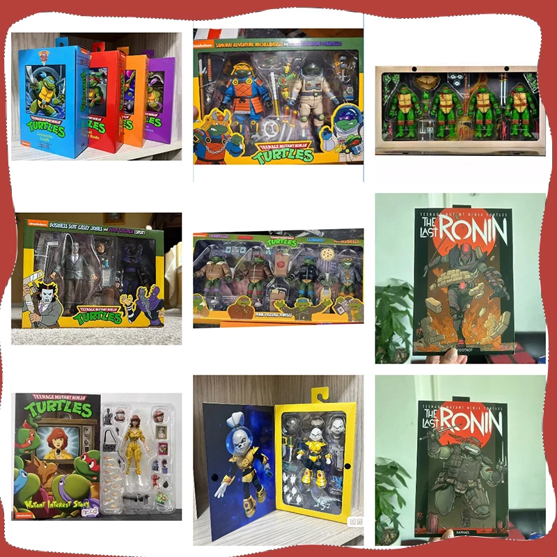 Original Neca Turtles Figure Punk Travestimento Tartarughe Cartoon Business Suit Cases Anime Action Figure Statue Model Kid Gifts Toy