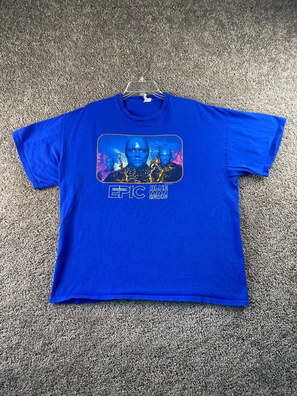 Blue Man Group Shirt Adult Extra Large Blue White Music Rock Casual Cotton Mens Maniche Lunghe