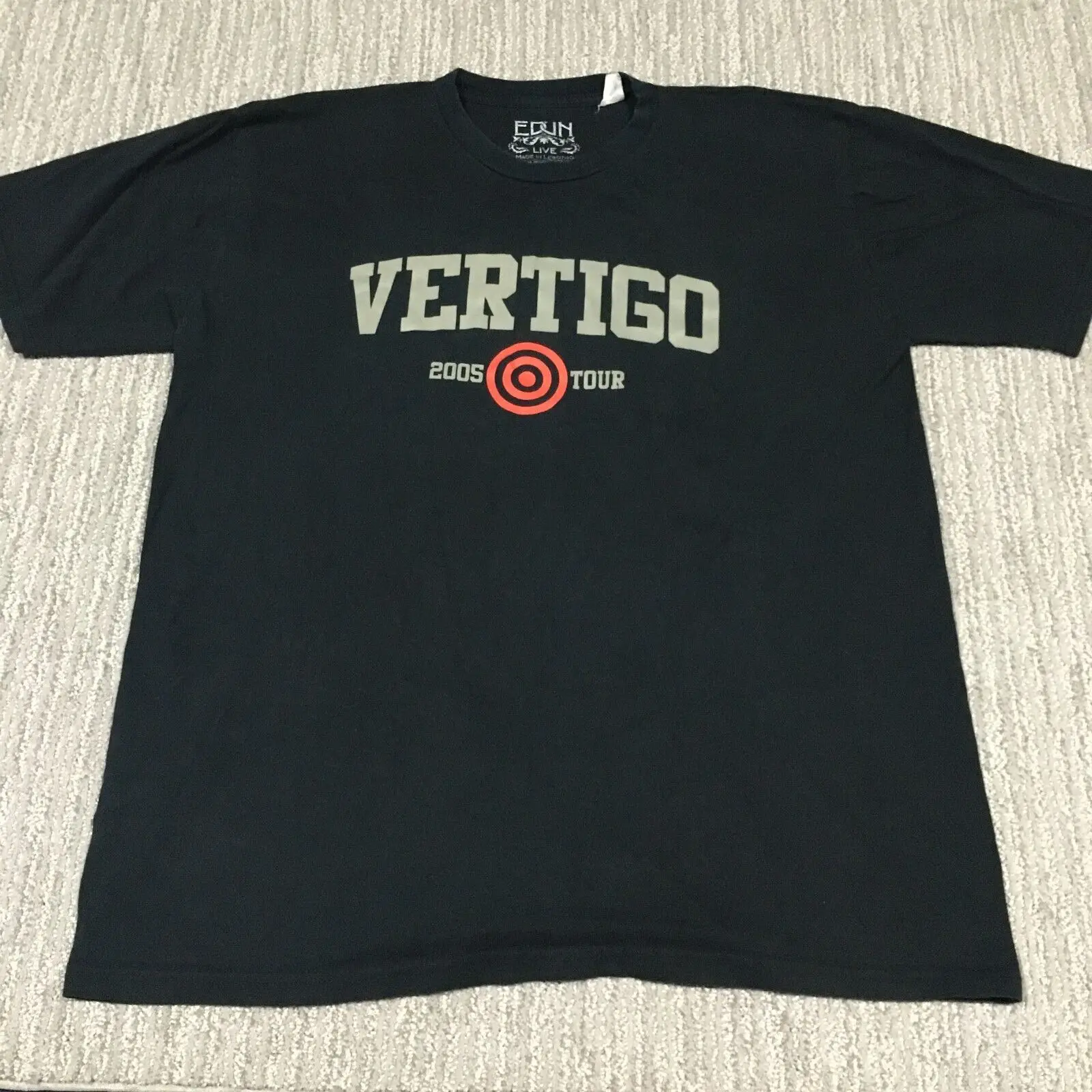 U2 Vertigo Shirt Uomo Xl Extra Large Black Band Music Rock Edun Live Cotton 2005