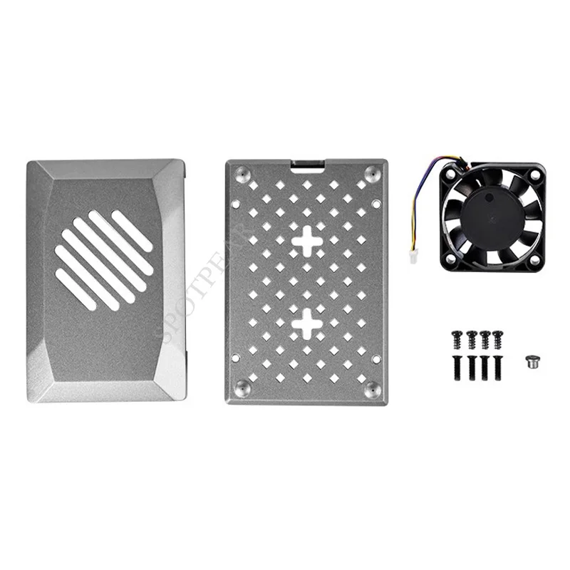 Raspberry Pi 5 Silver-Shadow Case Abs Cooling Pwm Fan Per Pi5 Better Than Official Red-White Case Raspberry Pi 5 Silver