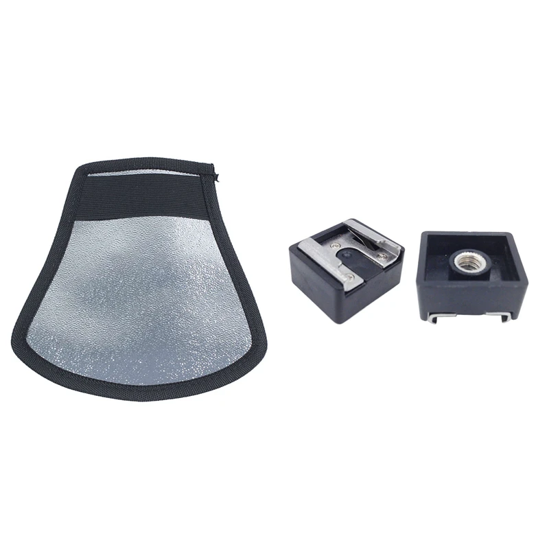 Hfes 1X Diffusore Flash Riflettore Argento/Bianco Per Nikon Speedlite Sb-600,Sb-800 E 2 Pezzi Adattatore Flash Hot Shoe Mount