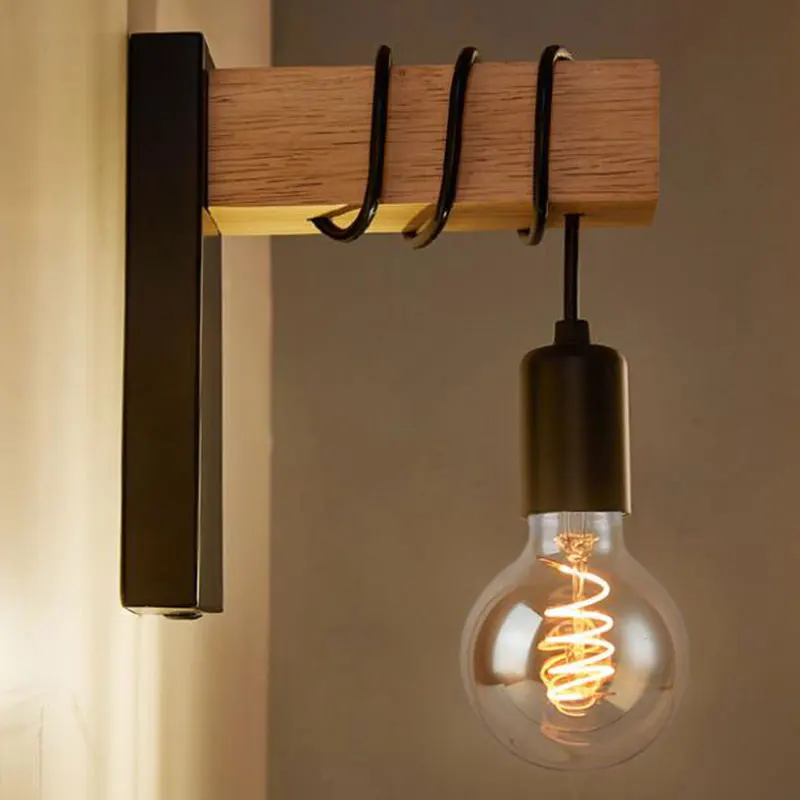 Lampada Da Parete Moderna E Minimalista Per Interni Lampada Da Parete In Legno Lampada E27 Luci Per Applique Per La Casa Illuminazione Per Scale Con D