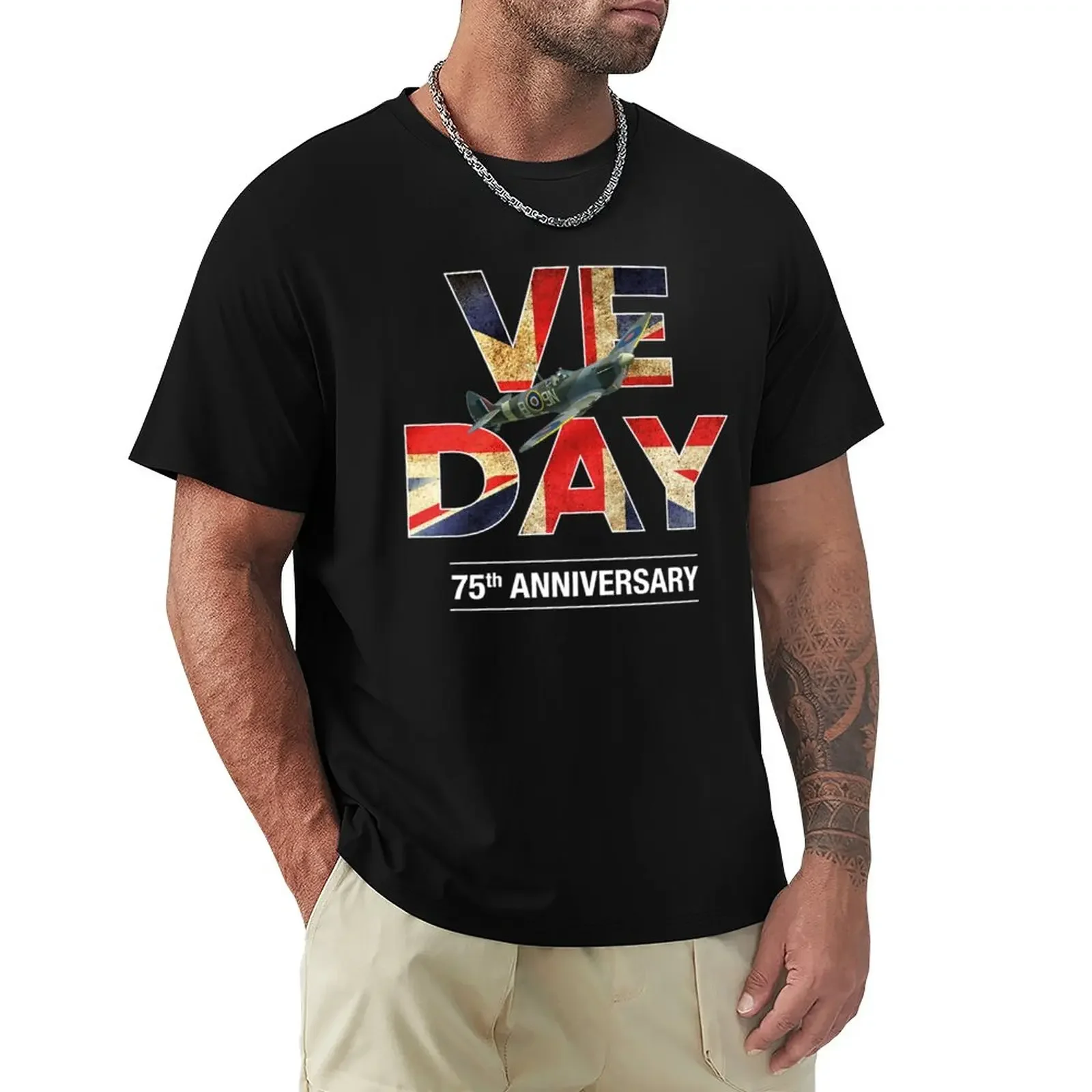 Ve Day Wwii V-E Day Celebration Spitfire 75Th Anniversary T-Shirt Camicie Graphic Tees Sweat Mens Magliette Bianche