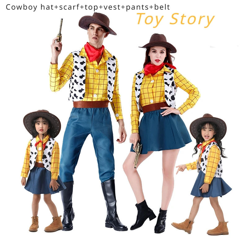 Halloween Toy Cosplay Story Carnival Adult And Kids Sheriff Woody Costume Stage Performance Cowboy Fancy Party Dress