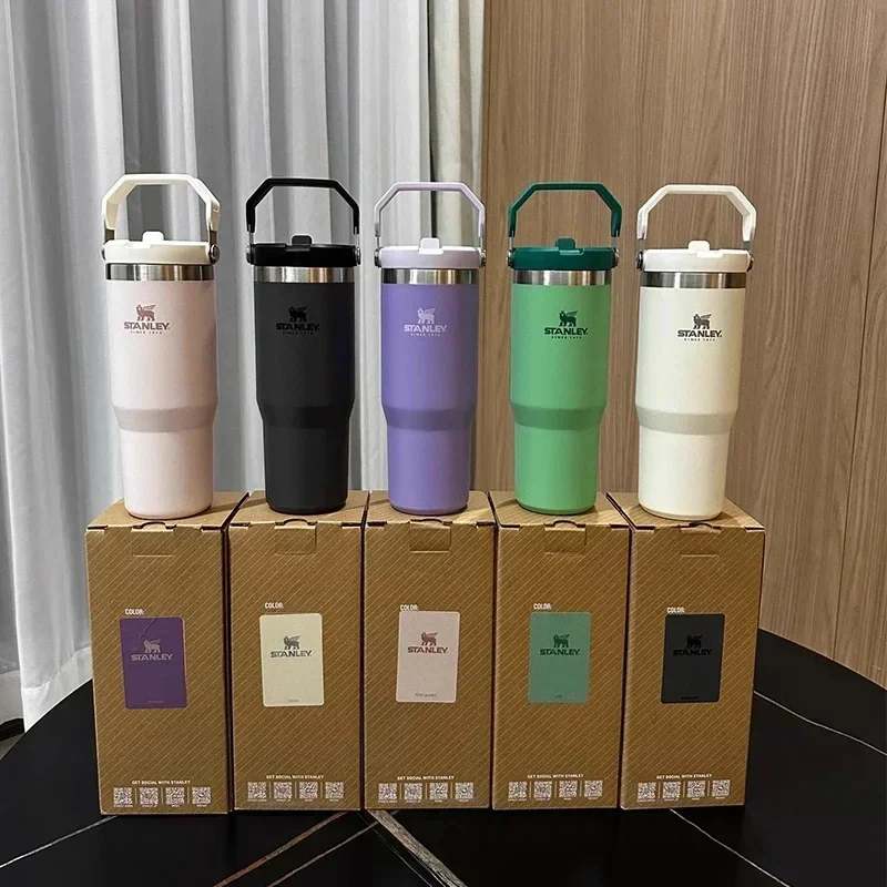 Stanley Iceflow Cup 30Oz Bottiglia D'Acqua Termos Bicchieri Flip Straw Tumbler Coffee Original Thermo Thermal Vacuum Flask Portable