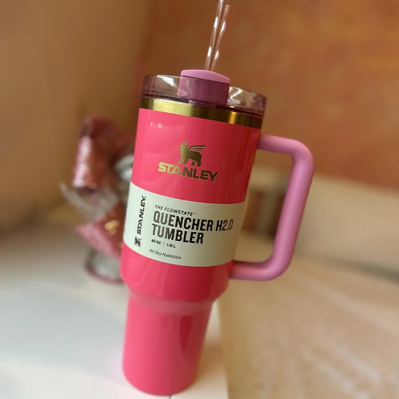 Stanley Cup Pink Parade Water Thermo Bottle Bicchiere In Acciaio Inossidabile Tazza Termica 40Oz Quencher Thermos Originali Boccetta Sottovuoto