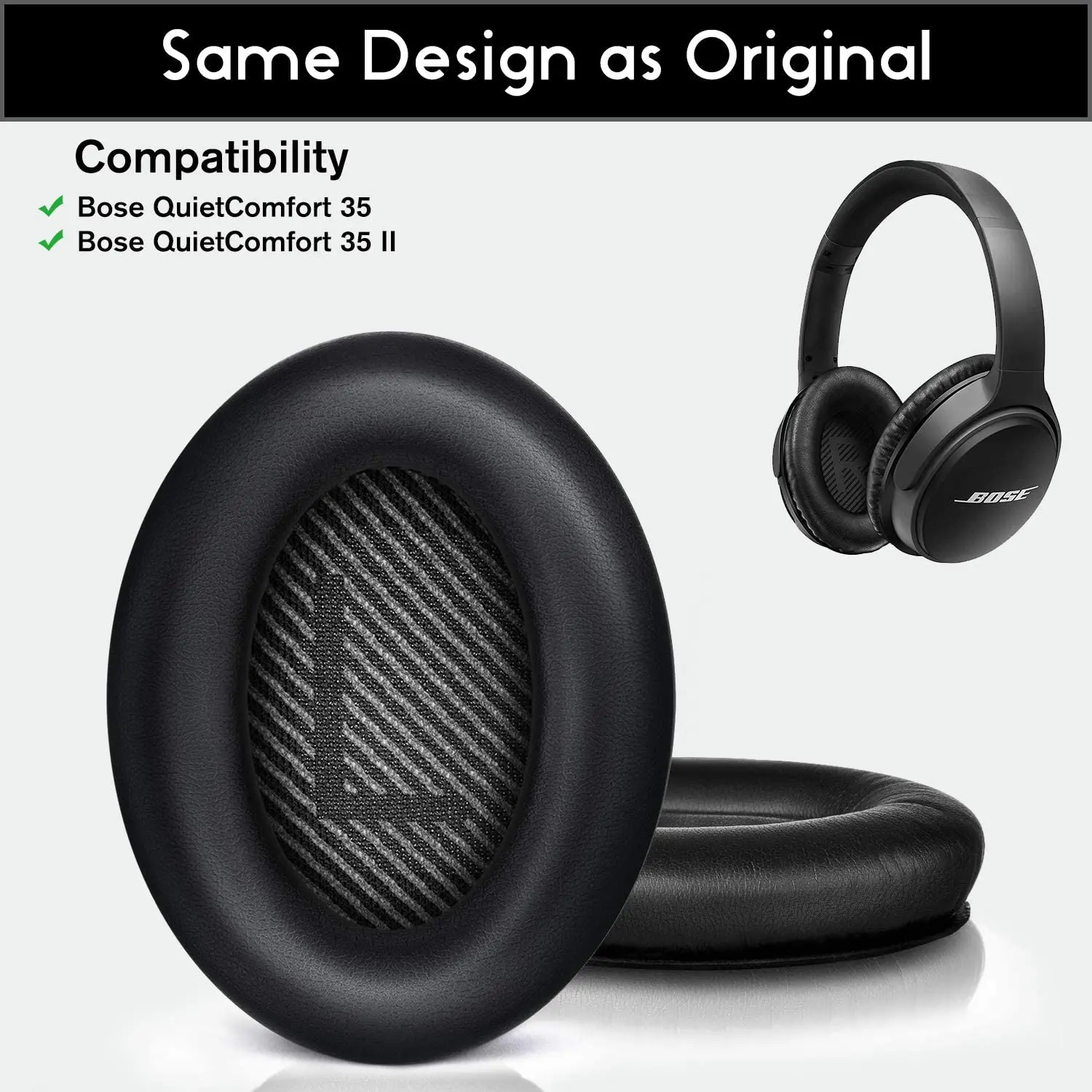 Cuscinetti Auricolari Di Ricambio Per Cuffie Over-Ear Bose Silent Comfort 35 (Qc35) E Silent Comfort 35 Ii (Qc35 Ii)-Nero