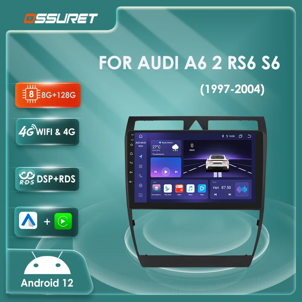 Carplay Android Auto Radio Per Audi A6 C5 1997-2004 S6 Rs6 Multimedia Automotimos 4G Wifi Gps Navi Stereo Audio 7862 Schermo Bt