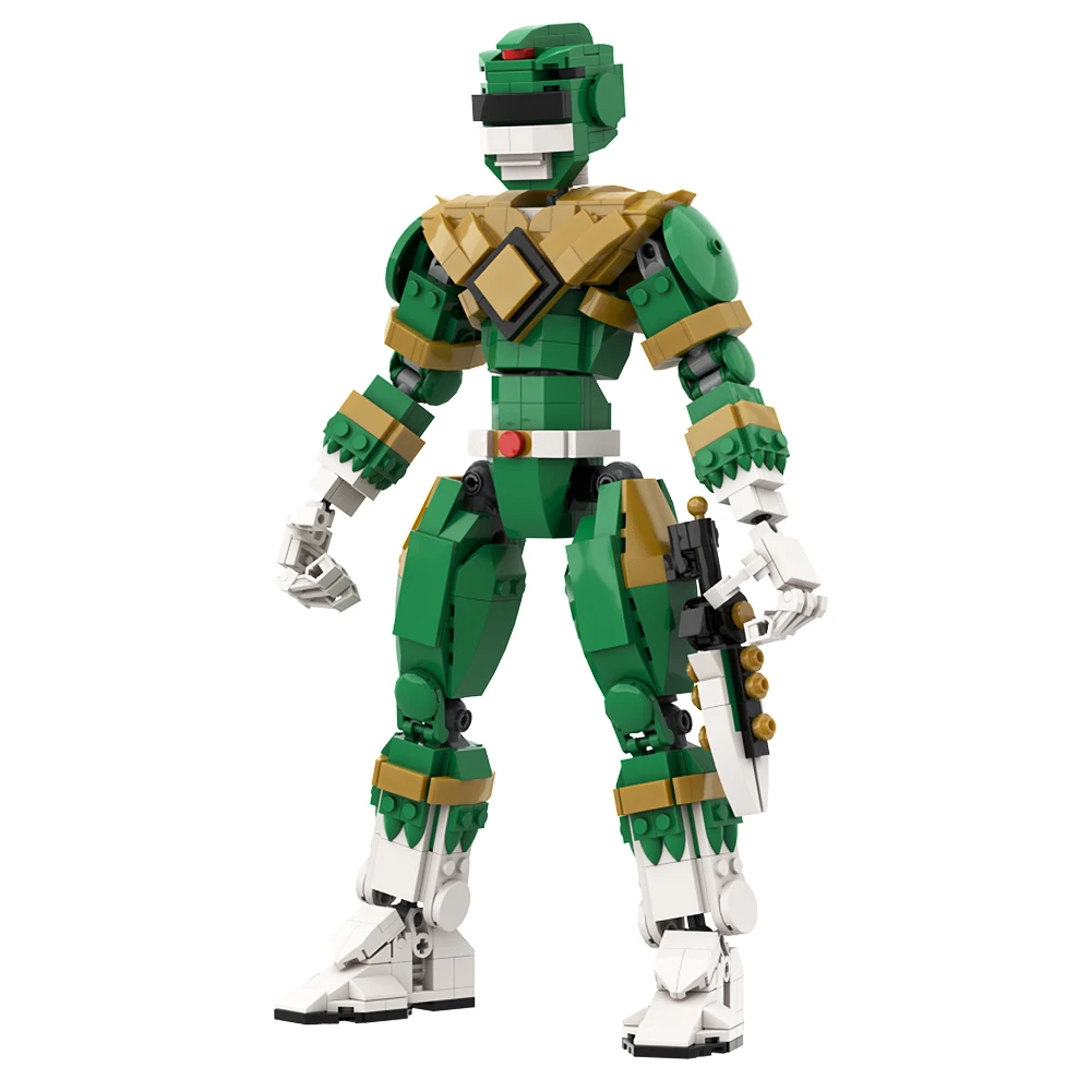 Gobricks Moc Mecha Green Ranger Building Block Powered Rangers Bricks Model Green Robot Ranger Green Morphins Dinosaur Team Toy