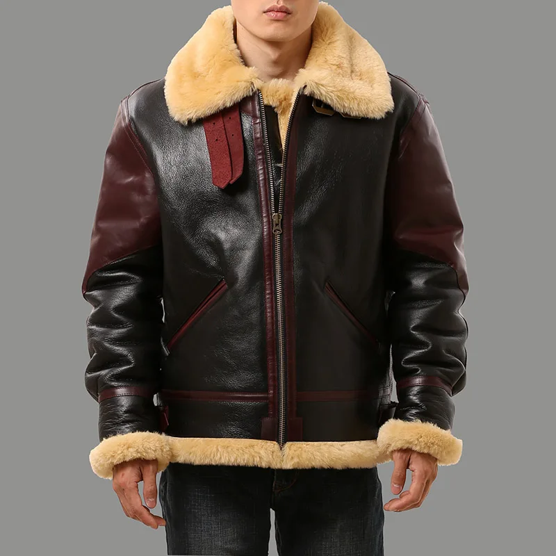 B3Sh Red Tornado Taglia Europea Cappotto In Vera Pelle Di Pecora Super Caldo Di Alta Qualità Big B3 Shearling Bomber Giacca Di Pelliccia Militare