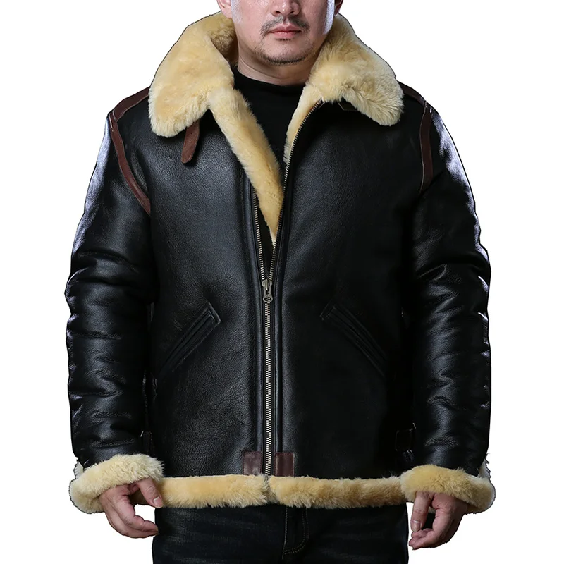 0961 Red Tornado Taglia Europea Di Alta Qualità Super Caldo Cappotto In Vera Pelle Di Pecora Grande B3 Shearling Bomber Giacca Di Pelliccia Militare