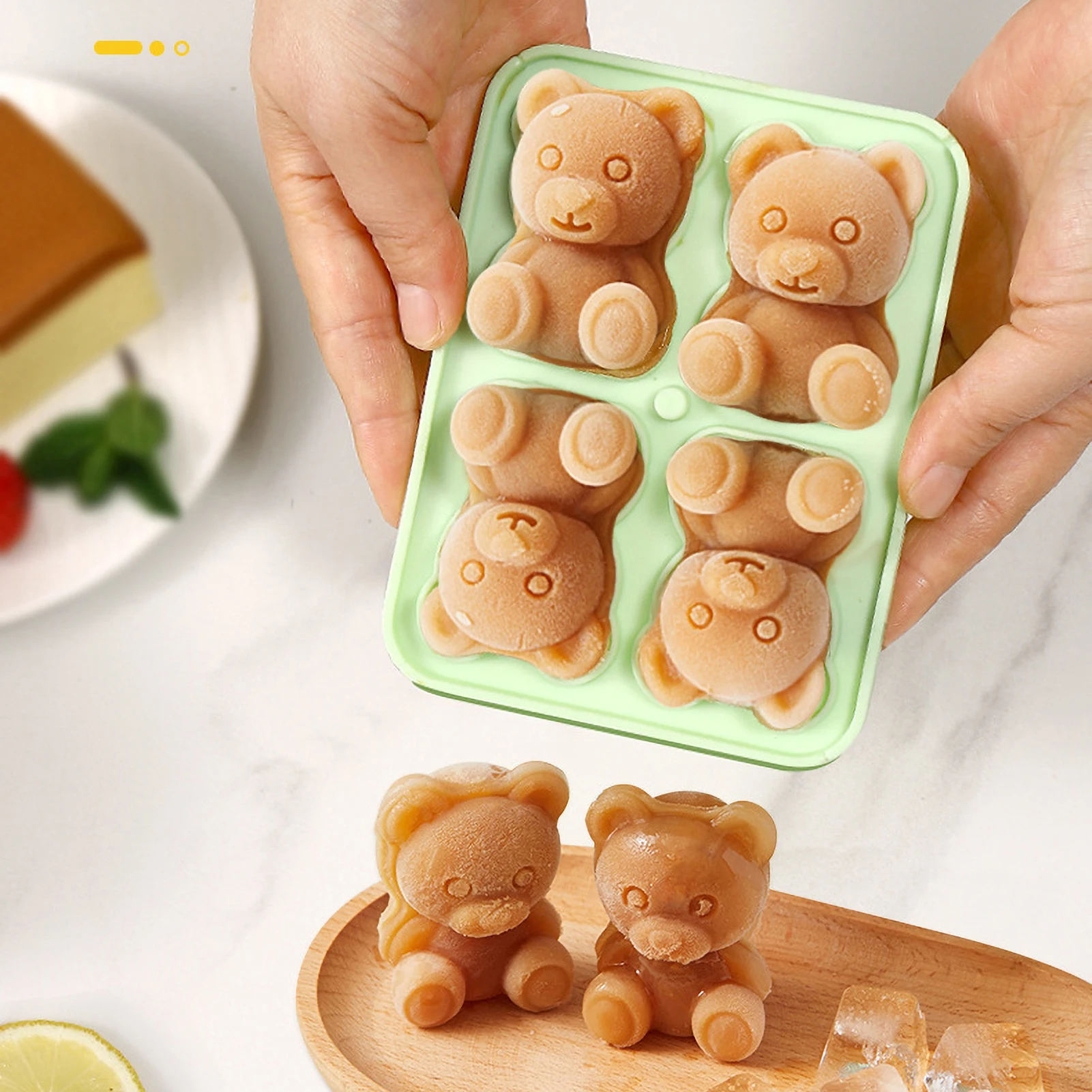 3D Little Bear Shape Ice Cube Stampo In Silicone Stampo Per Torta Al Cioccolato Stampo Per Pasta Di Caramelle Per Caffè Latte Tè Whisky Ice Mold