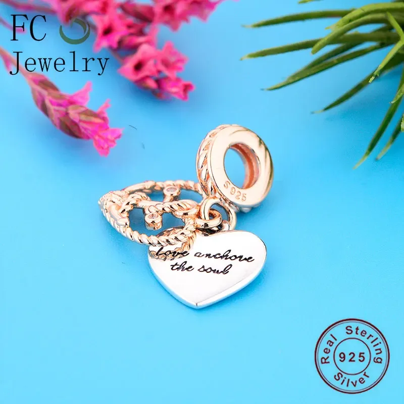 Fc Jewelry Fit Original Brand Charms Bracciale 925 Silver Rose Gold Rope Made Heart Soul Non Wandering Bead For Women Berloque