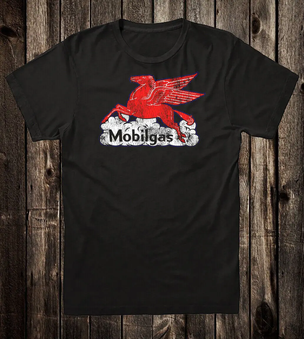 Maglietta Tee 100% Cotone Hot Rod Drag Race Speed Shop Mobil Gas Pegasus