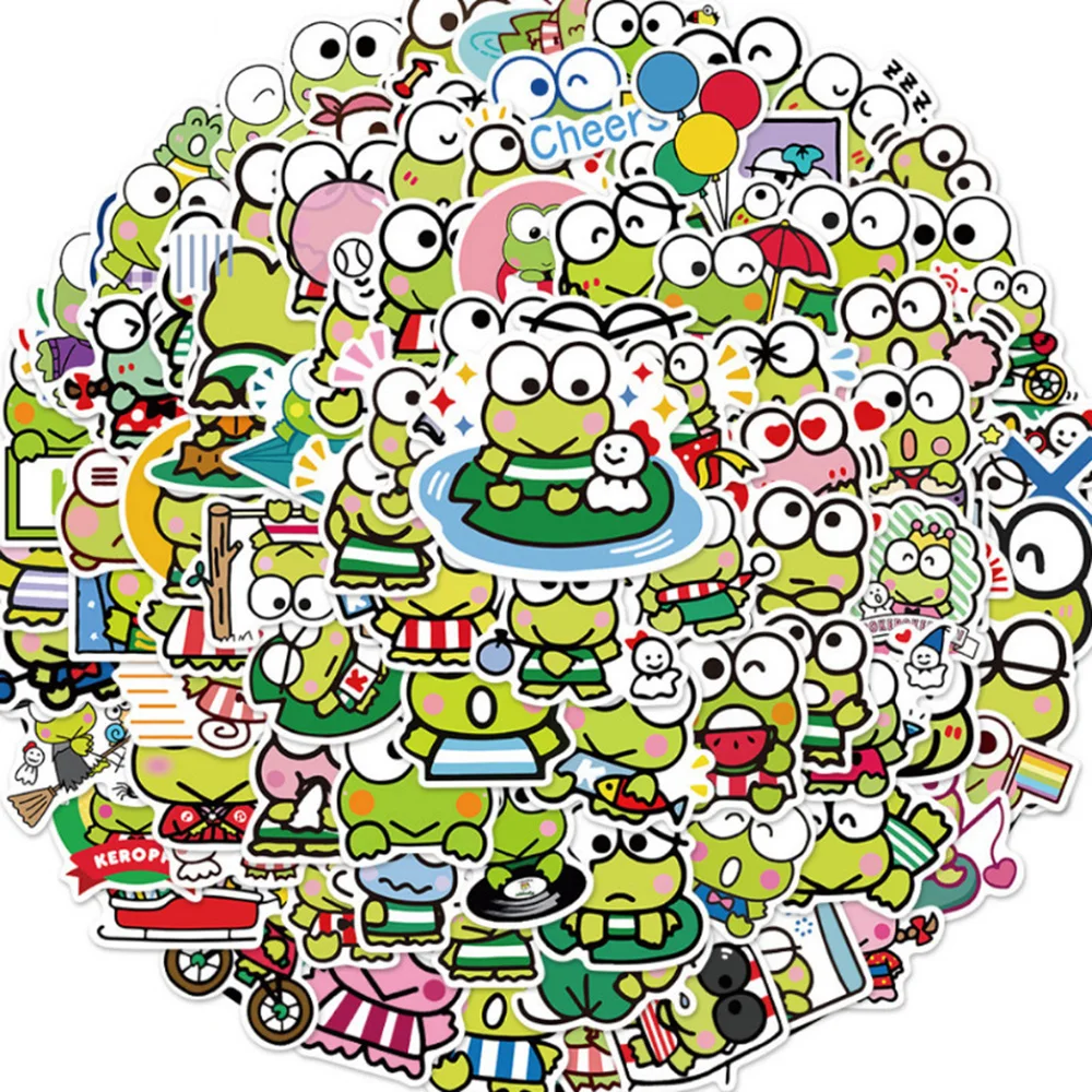 10/30/50/100Pcs Kawaii Kerokero Keroppi Frog Cartoon Stickers Bottiglia D'Acqua Laptop Phone Valigia Cancelleria Sticker Per Bambini Giocattolo