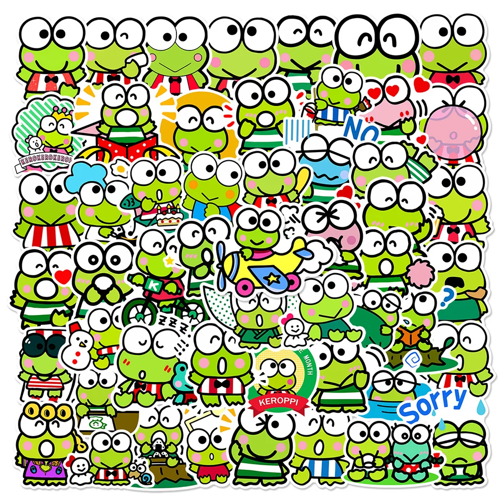 10/30/50Pcs Kerokero Keroppi Sanrio Stickers Cute Anime Frog Graffiti Sticker Cartoon Decalcomanie Per Bambini Toy Phone Notebook Guitar