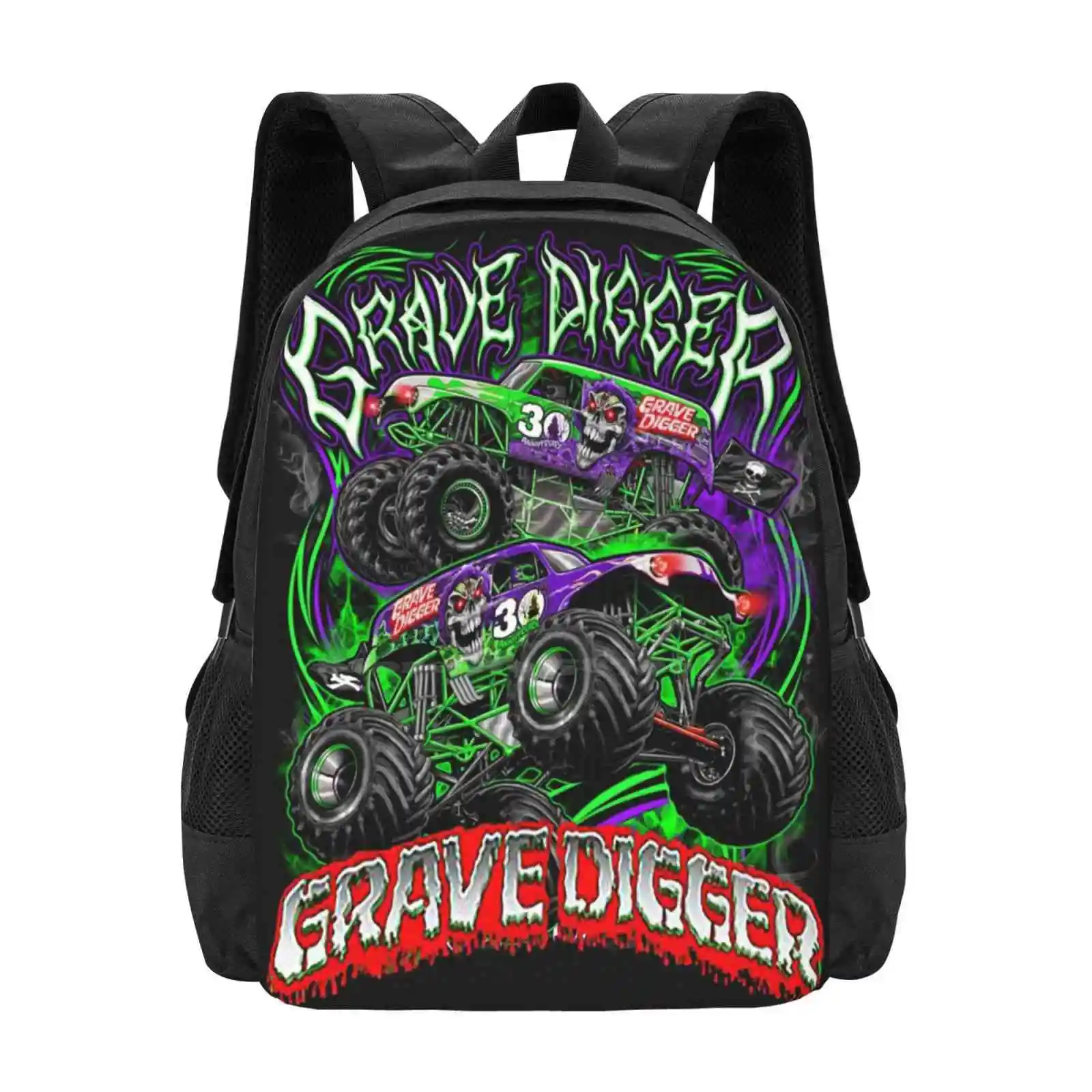Monster Jam Grave Digger Monster Truck Art Fans Fashion Pattern Design Travel Laptop School Zaino Bag Monster Marmellate Monster