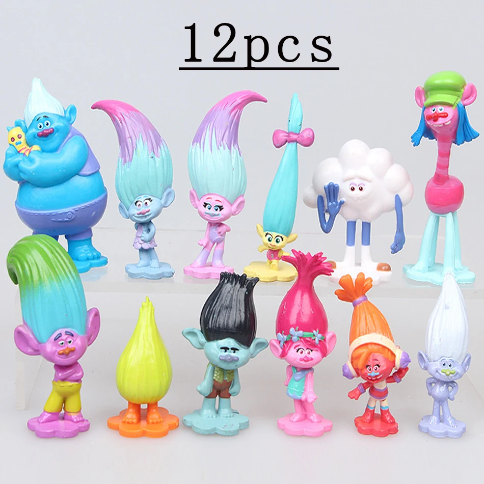 3-6Cm 12 Pz/Set Trolls Branch Critter Skitter Figure Trolls Bambini Trolls Pvc Action Figure Toy Cartoon Character Regali Per Bambini