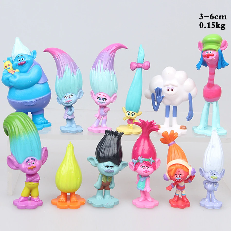 3-6Cm 12 Pz/Set Trolls Branch Critter Skitter Figure Trolls Bambini Trolls Pvc Action Figure Toy Cartoon Character Regali Per Bambini