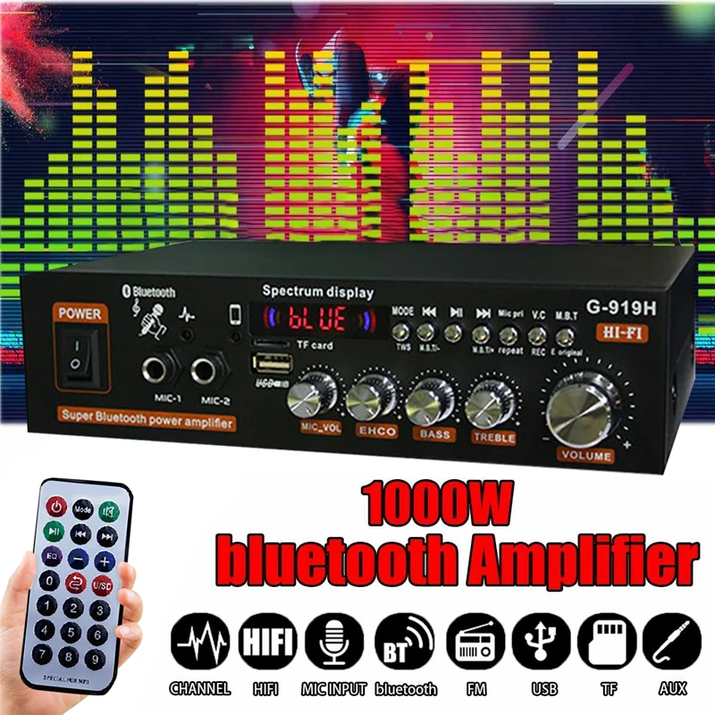 Amplificatori Di Potenza Domestica Da 1000W Audio G-919H Hifi Bluetooth 5.0 Amplificatore Audio Altoparlanti Subwoofer Amplificatori Usb Fm 220V/110V