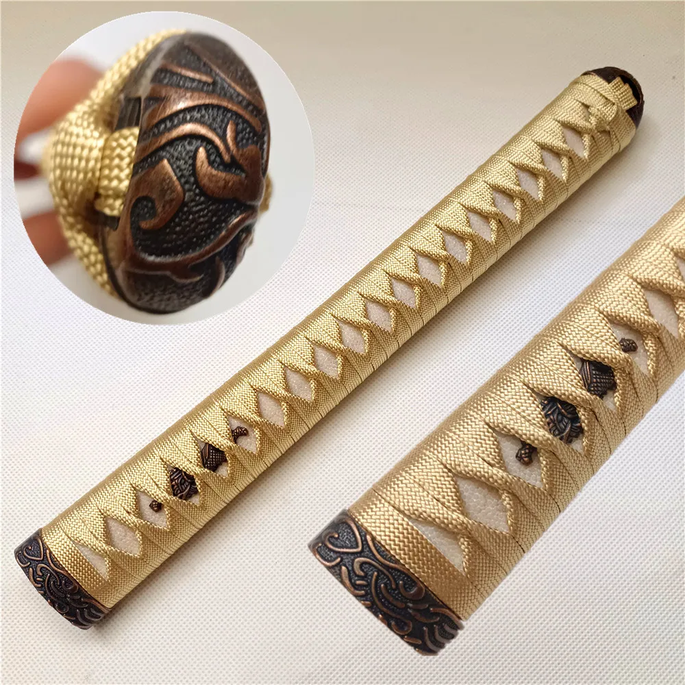 Manico Di Alta Qualità Da 30Cm Tsuka Per Spada Giapponese Katana Vera Pelle Di Razza Rayskin E Fuchi Kashira Di Alta Qualità
