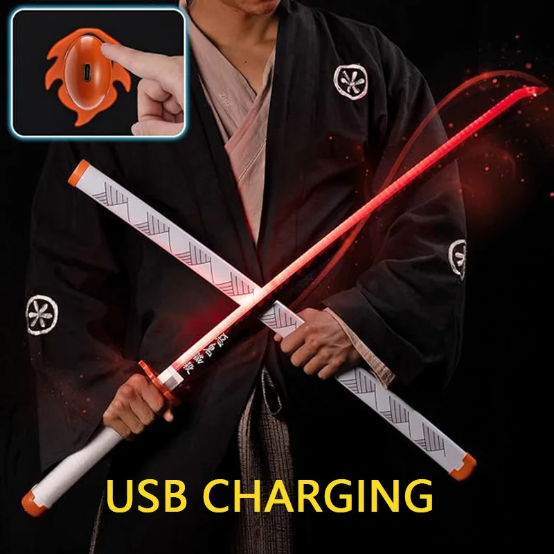 41 ''Led Light Up Demon Slayer Sword Katana Anime Giapponese Cosplay Samurai Swords Tanjiro Nichipin Sword Withholder E Belt