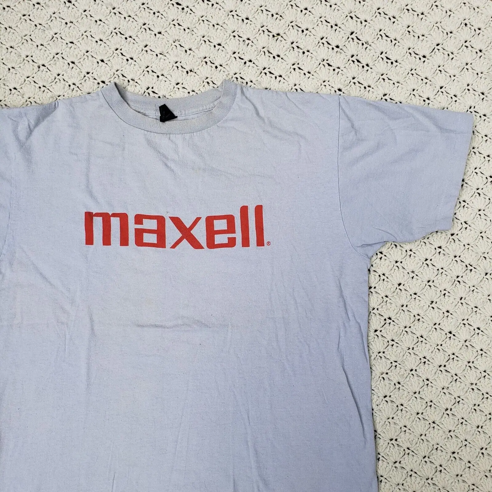 Vtg Maxell Cassette Tech Music Video Spell Out Logo Graphic T Shirt Grey - Xl