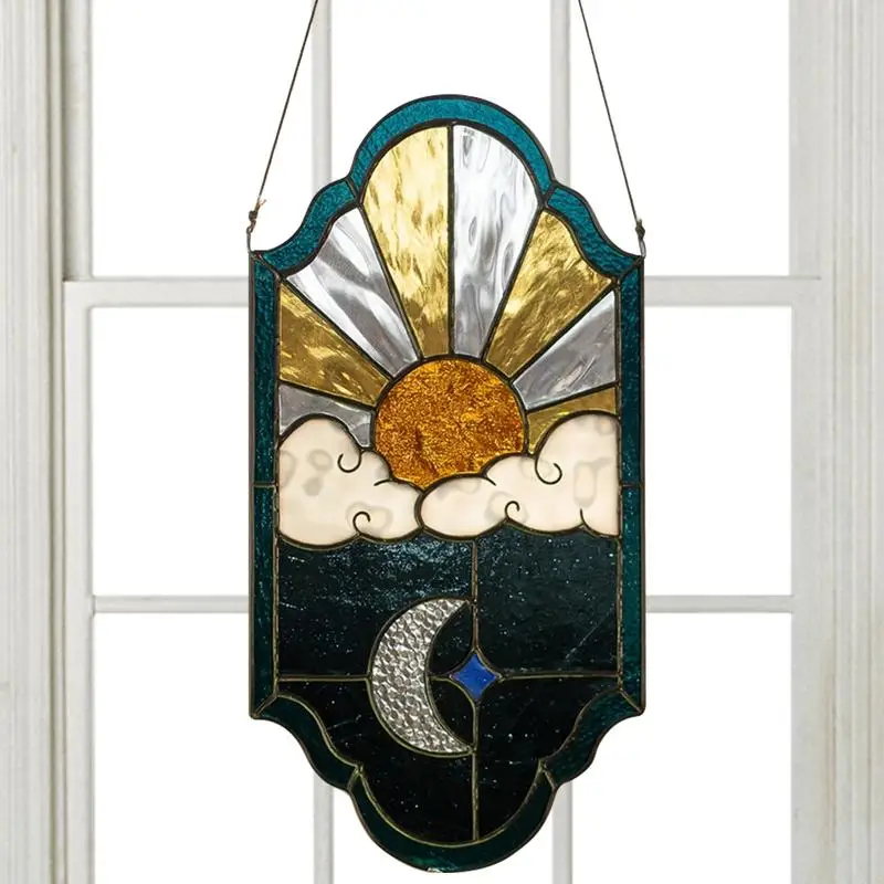 Sun Moon Decor Glass Sun Catchers Moon Acrilico Sun Catcher Rainbow Maker Sun Catchers Ornamento Per Cucina Portico Home Garden