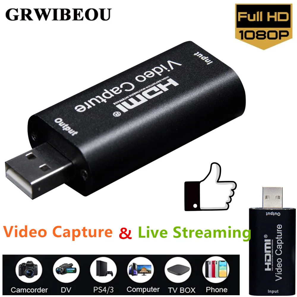 Scheda Di Acquisizione Video Hdmi Scheda Di Acquisizione Video Streaming Scheda Vhs Capture Usb 2.0 Card Grabber Recorder Box Per Fotocamera Dvd Di Gi