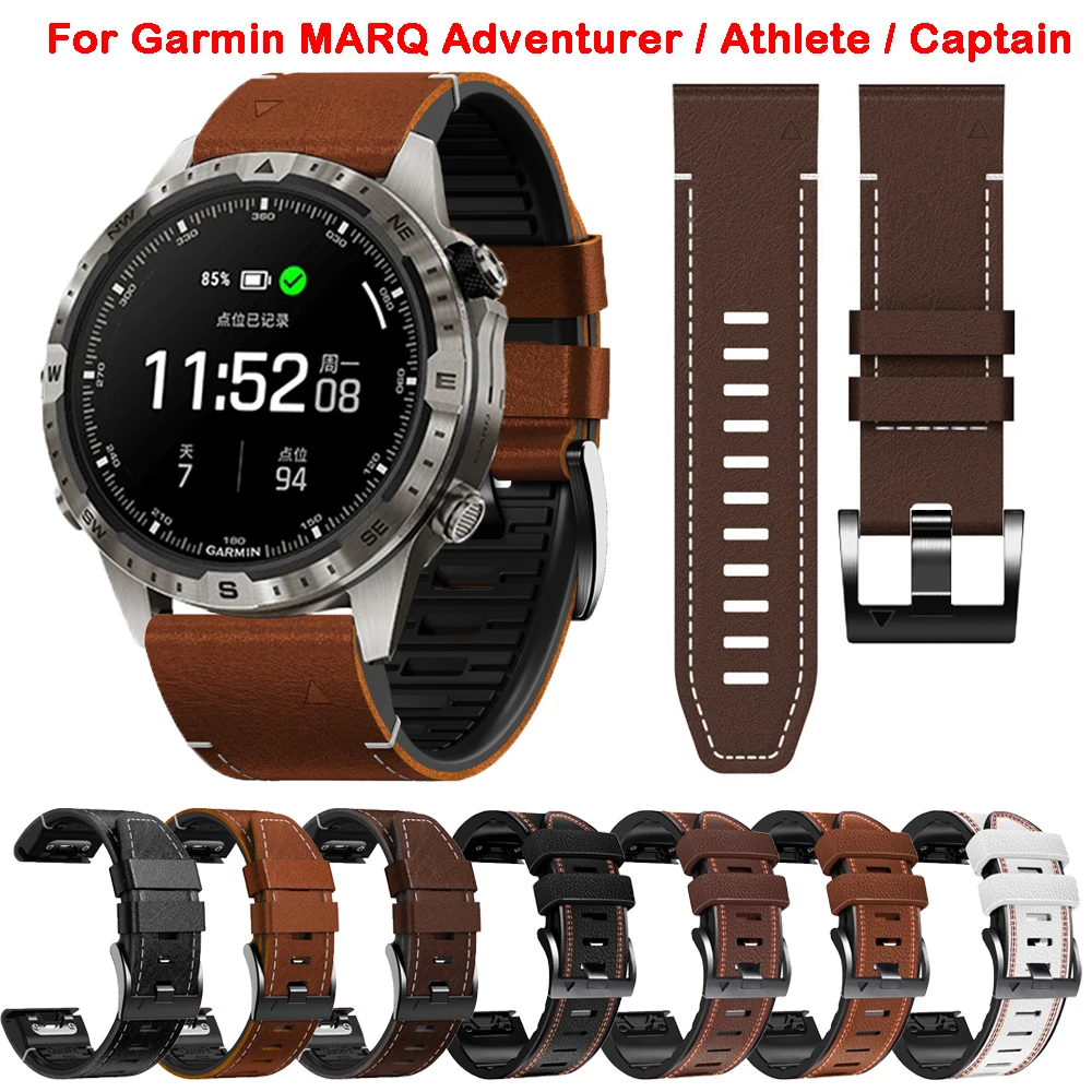 Cinturino In Pelle Siliconica 22 26Mm Per Garmin Marq Atleta Adventurer Golfer Captain Aviator D2 Mach 1 Braccialetto Braccialetto Correa