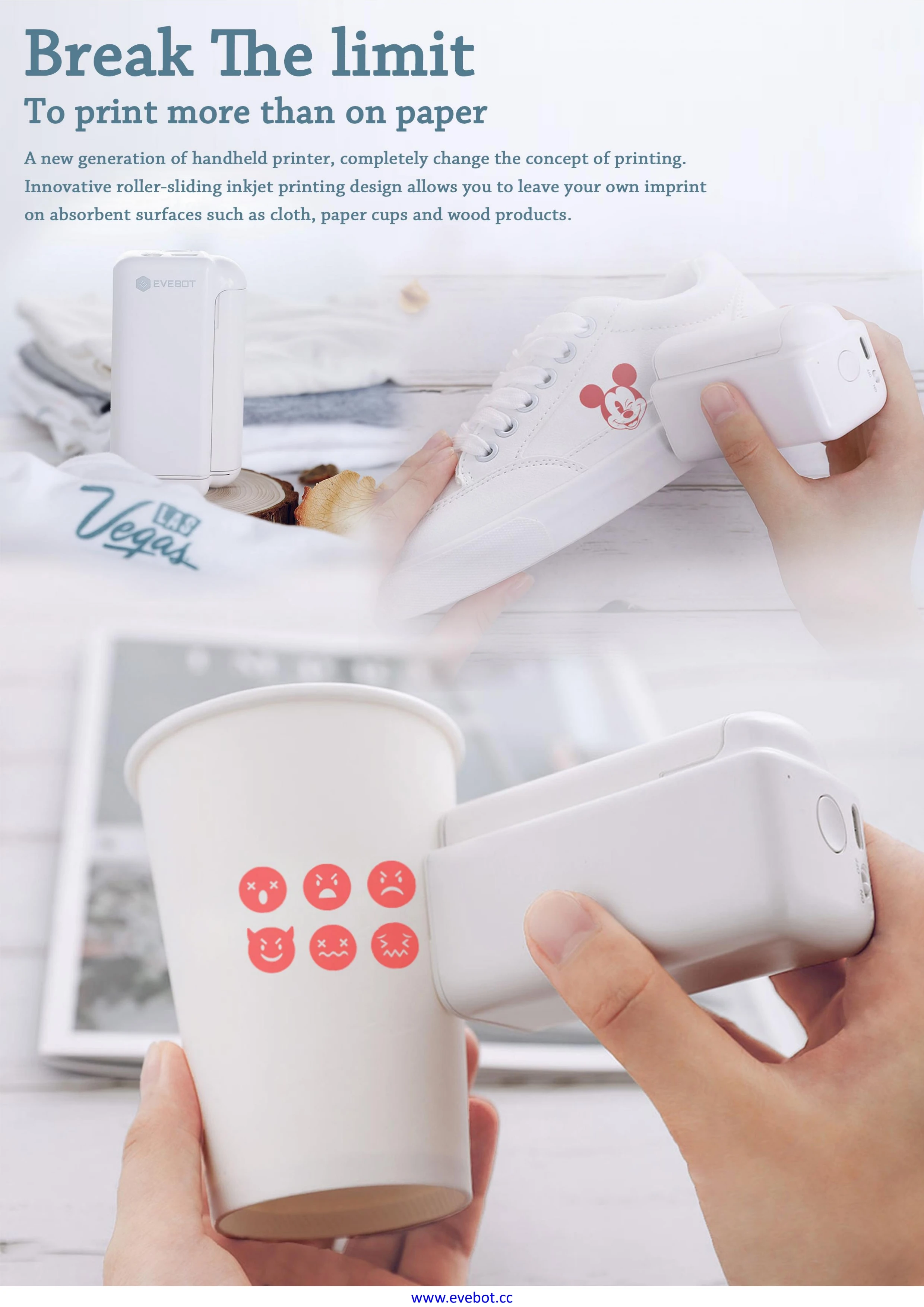 Evebot Printpods Stampante Portatile Fai Da Te Type-C 300Dpi 26Mm Larghezza Stampa Inchiostri Ecologici Multipli Stampa Di Tatuaggi Con Motivo Fotogra