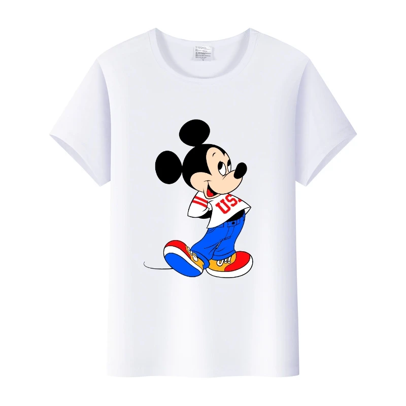 Casual Donna Top Topolino Disney Cartoon Clothes Graphic Ladies Shirts Summer White Tees Mezza Manica Camicetta T-Shirt Bambino