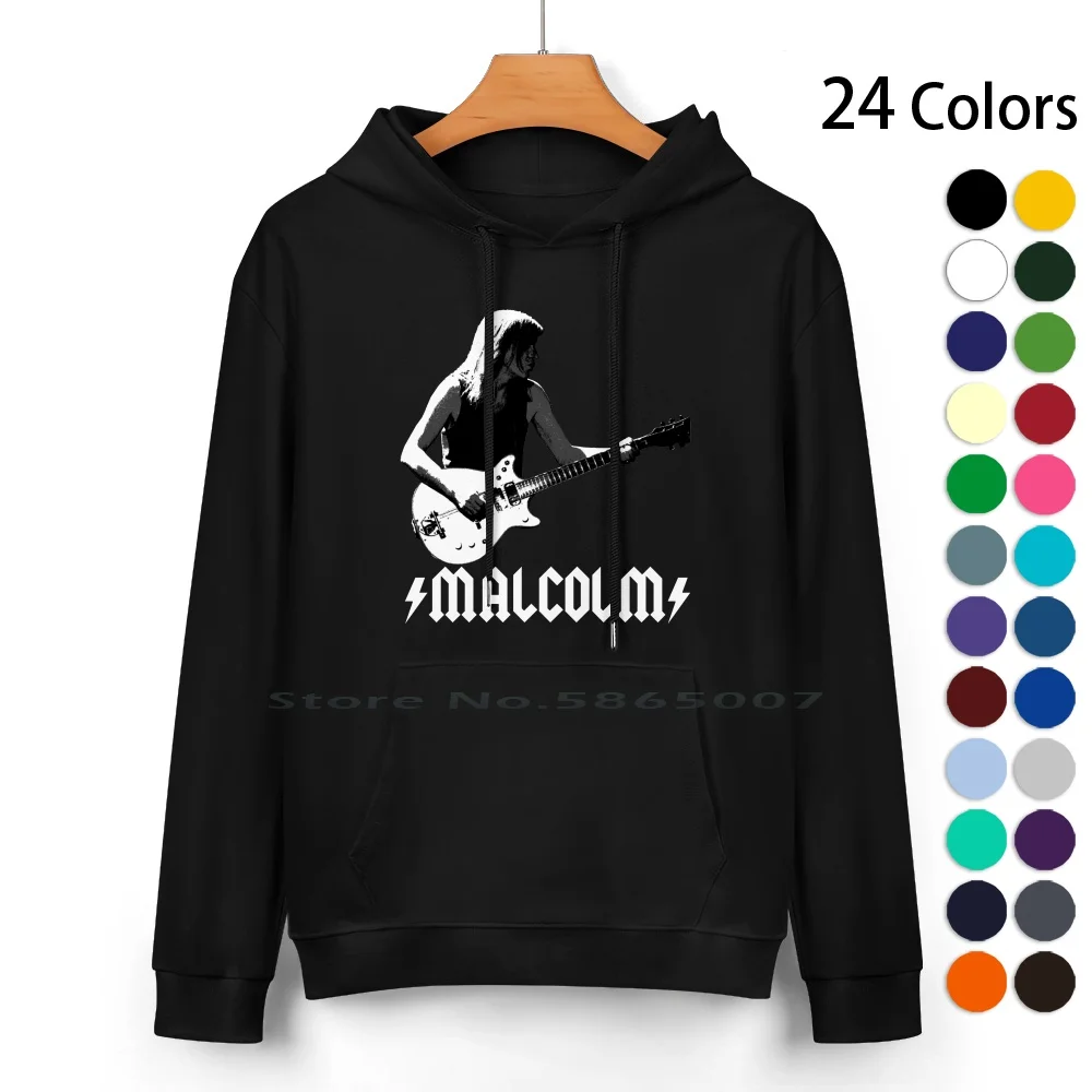 Malcom Young! Felpa Con Cappuccio In Puro Cotone Maglione 24 Colori Malcom In The Middle Malcom Young Angus Guitar N Roll Bon 100% Cotone
