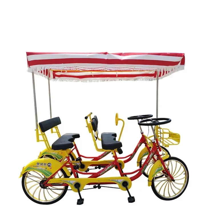 Family Fun Touring Pedal 4 Ruote Biciclette 4 Persone Surrey Bike/Quadriciclo/4 Persone Tandem Bike Per Il Noleggio