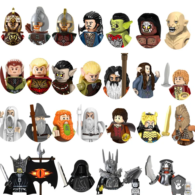 Film Lord Rings Mini Figure Building Block Frodo Ganshou Fili Iron Foot Dann Duvalin Biverbain Action Doll Assemblato Giocattoli Per Bambini
