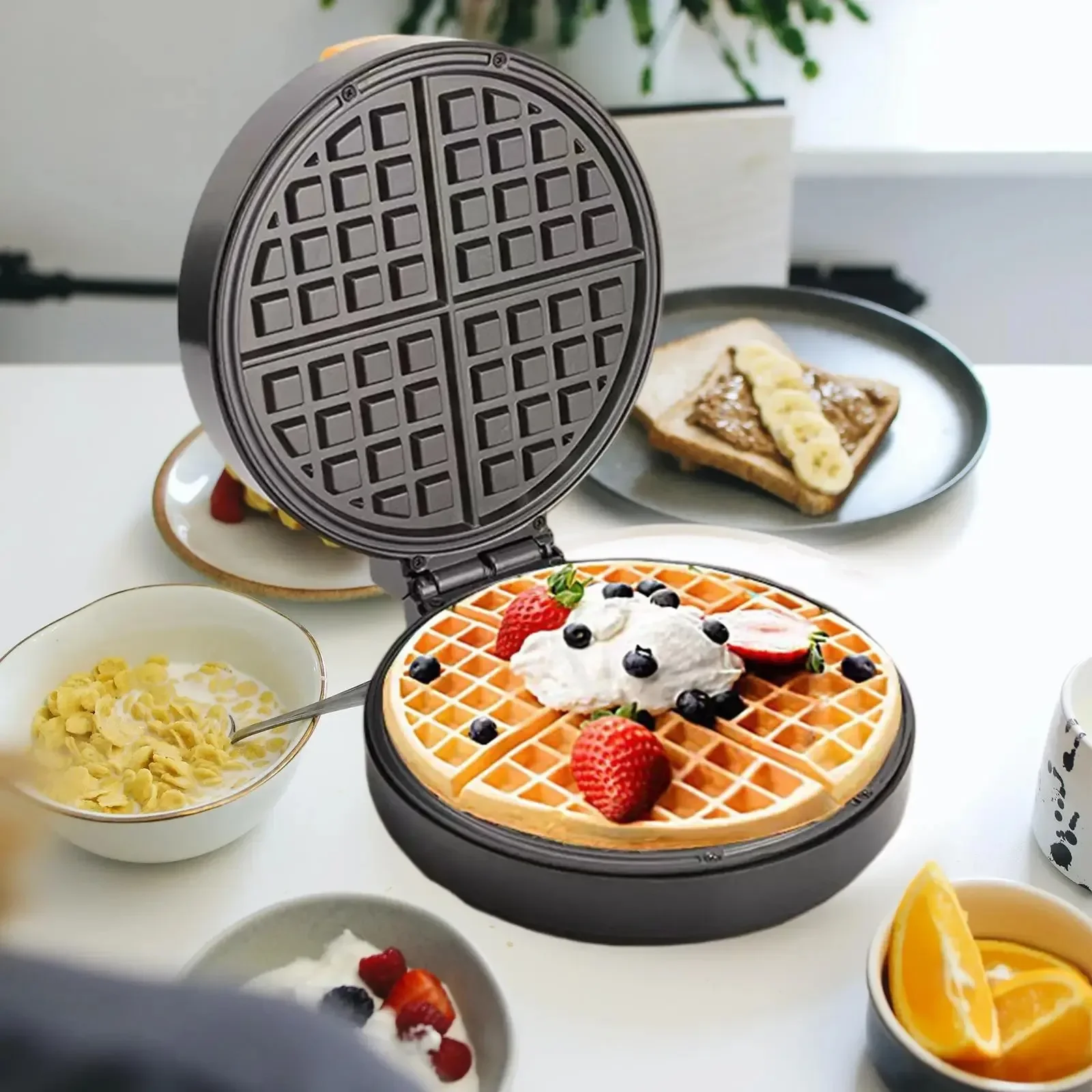 Waffle Maker Electric Snack Maker Per Burro Latte Snack Uova Fritte Cupcake Banana Nut