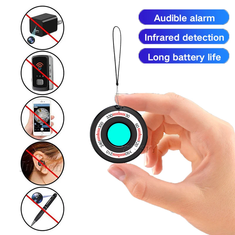 Mini Anti Spy Telecamera Nascosta Rilevatore Di Lenti Sound Light Vibration Alarm Scanner Anti Candid Ladro Micro Secret Cam Small Finder
