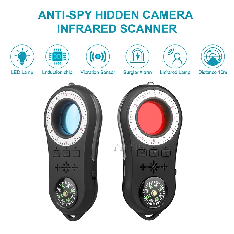 Rilevatore Di Telecamere Nascoste Anti Spia Gadget Spia Espia Camaras Device Finder Espion Cam Scanner Wireless Sensore Anti-Thef Portatile